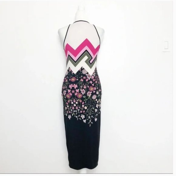Ted Baker pink green black white Seenaa Floral Bodycon Dress size 2 - Picture 9 of 15